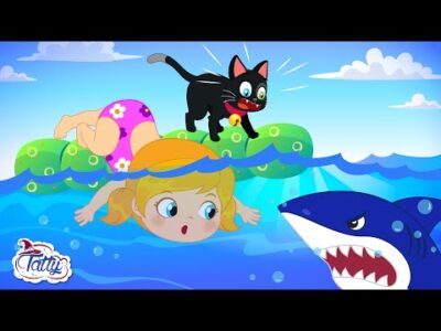 Tatty és Misifu a tengerparton pihennek ☀️ Rajzfilm a cápákról